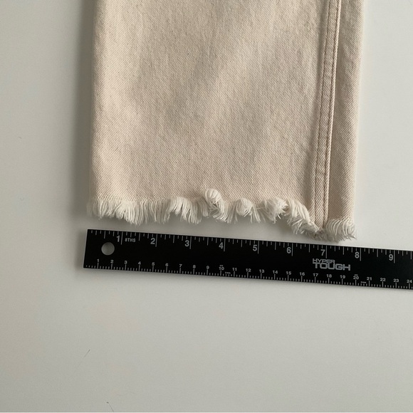 Free People We The Free Mom Jeans Sz 31 Ivory Retro Frayed Hem Pleated High Rise - Picture 7 of 12